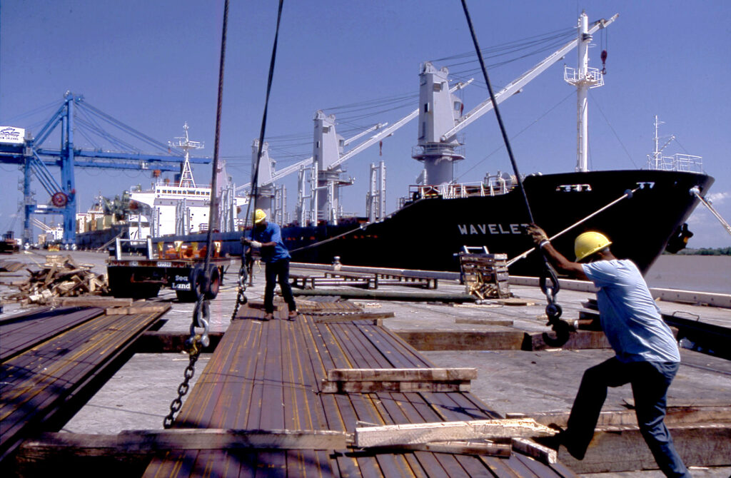 Steel coils on the wharf at the Port of New Orleans